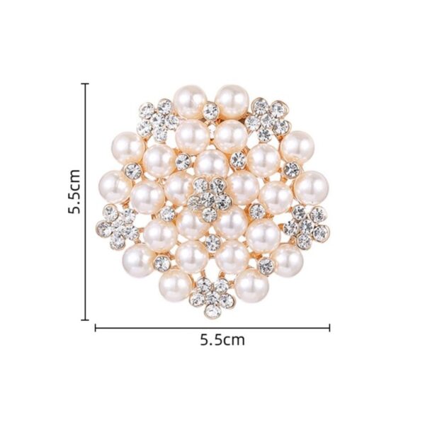 Broszka ozdobna kryształowa okrągła perły i kwiaty bz151 - Image 4
