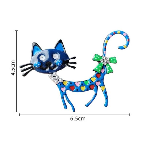 Broszka ozdobna niebieski kot w serca z kokardą bz149 - Image 4