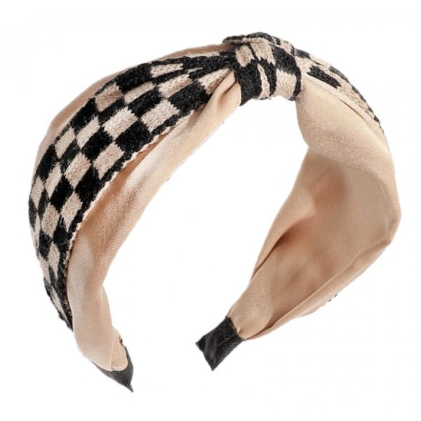 Čelenka s turbanom Houndstooth z hrubého materiálu 6,5 cm o462