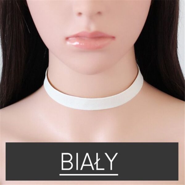 Kožený choker náhrdelník - biely n480b - Image 3