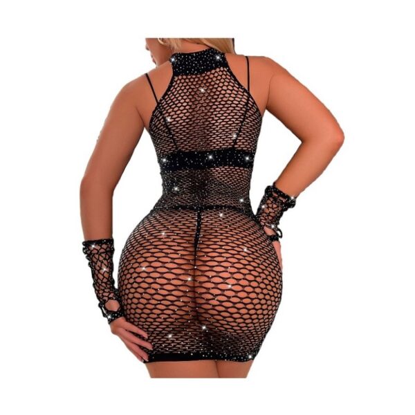 Trubkové šaty bodystocking sieťovaná body kombinéza rukavice spodná bielizeň r.universal bzn02 - Image 3